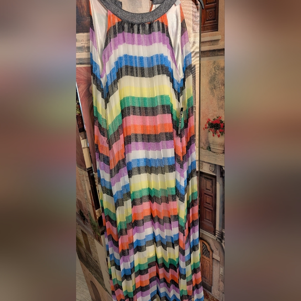 New York & Company Multicolor Striped Maxi Dress